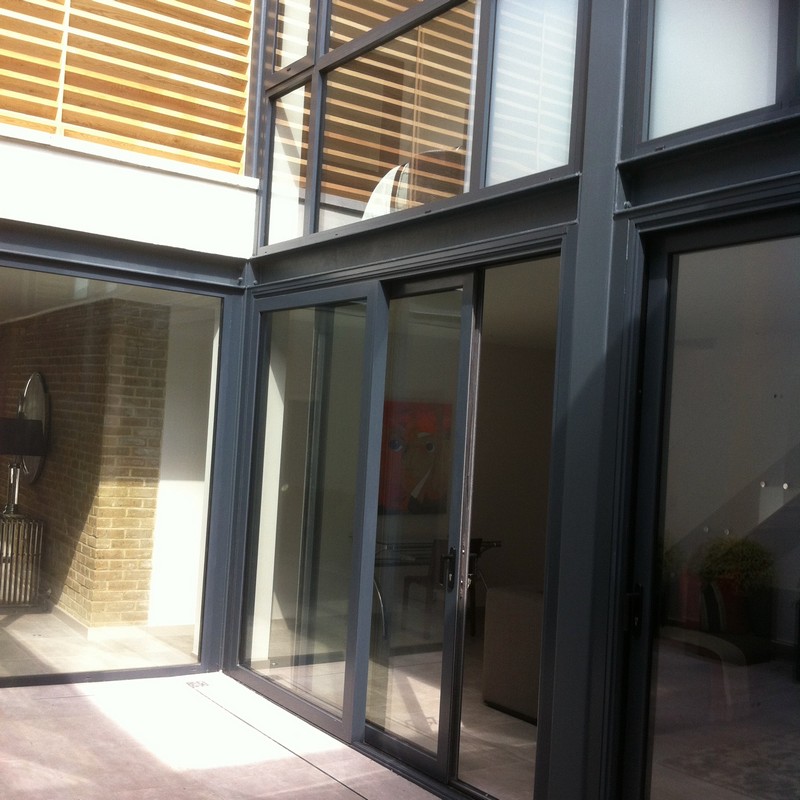 Anthracite aluminium sliding patio doors fitted in Marlow