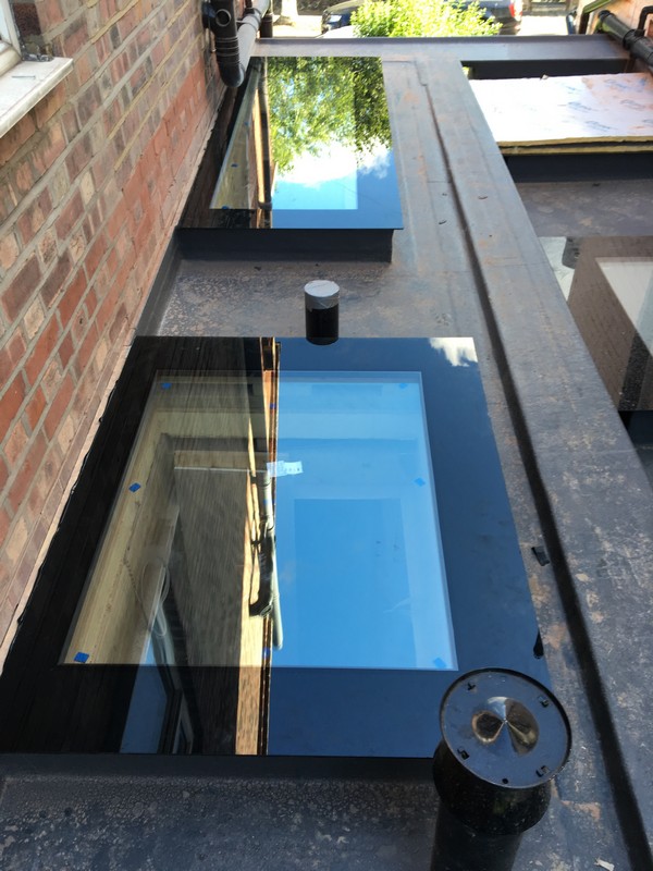 Multiple flat roof skylights on extension in Marlow